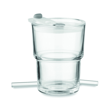 Logotrade ärikingi foto: SIP klaasist joogitops kõrrega 400ml