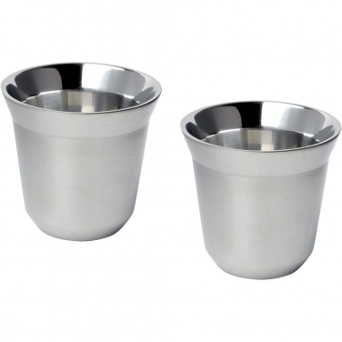 Logo trade mainoslahja kuva: Duo 80 ml:n RCS-sertifioidusta ruostumattomasta teräksestä valmistettu espressomukisarja 