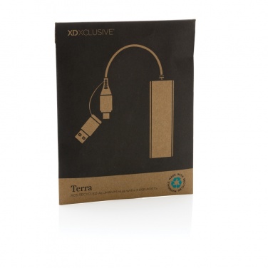 Logo trade mainoslahja kuva: Terra RCS alumiininen USB-hub 3 portilla