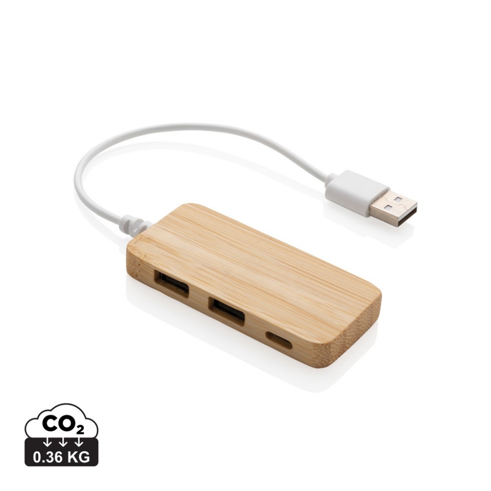 Logotrade mainostuotet kuva: Bambuinen USB tyypin C hub