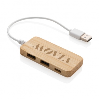 Logotrade mainoslahjat kuva: Bambuinen USB tyypin C hub