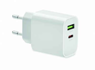 Logo trade mainoslahjat tuotekuva: USB-laturi EU-pistokeella