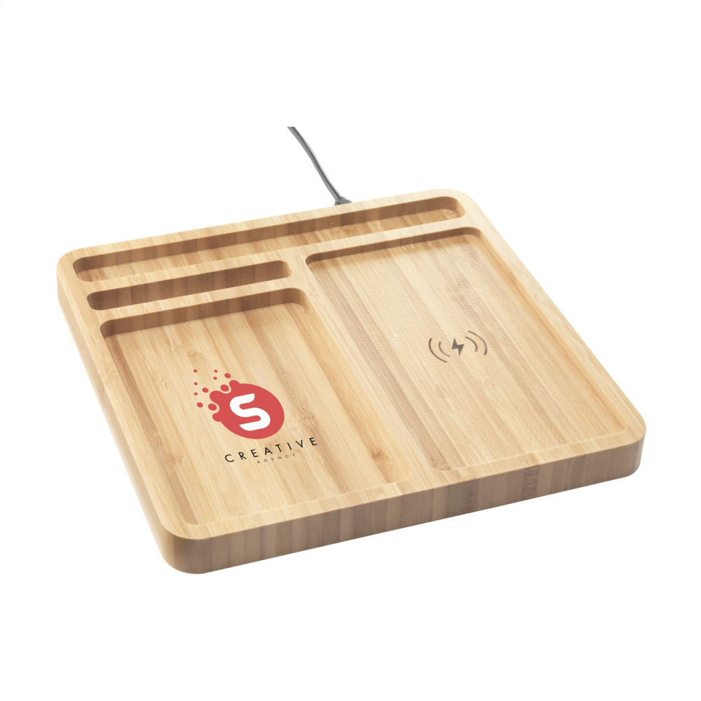 Logo trade mainostuote kuva: Bamboo Organizer laturi