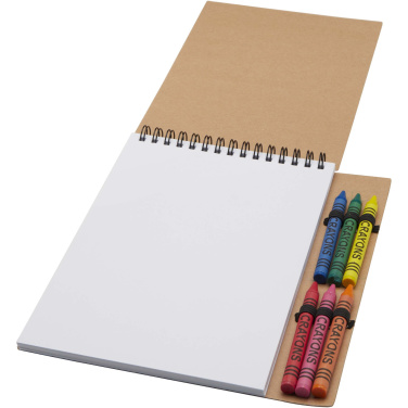 Logotrade mainoslahjat ja liikelahjat tuotekuva: Doodle pehmeäkantinen A5-muistivihko- ja väriliitusetti kierteellä