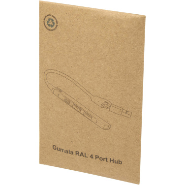 Logotrade mainoslahja ja liikelahja kuva: Alkaid 4-porttinen kierrätetystä alumiinista valmistettu USB-A- ja Type-C-keskitin, jossa kaksi sisääntuloa