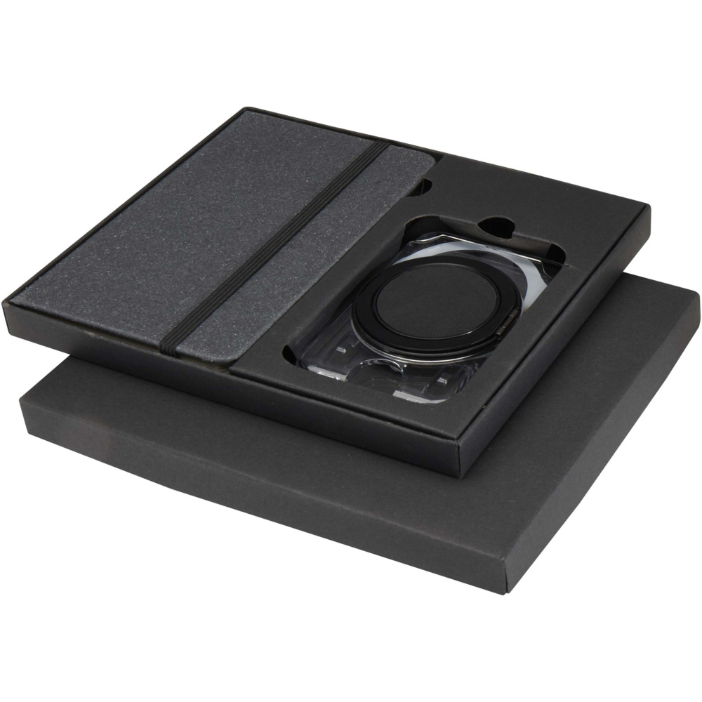 Logo trade mainoslahja ja liikelahja tuotekuva: Kern kovakantinen muistikirja (A6) ja MagSafe lompakkolahjasetti