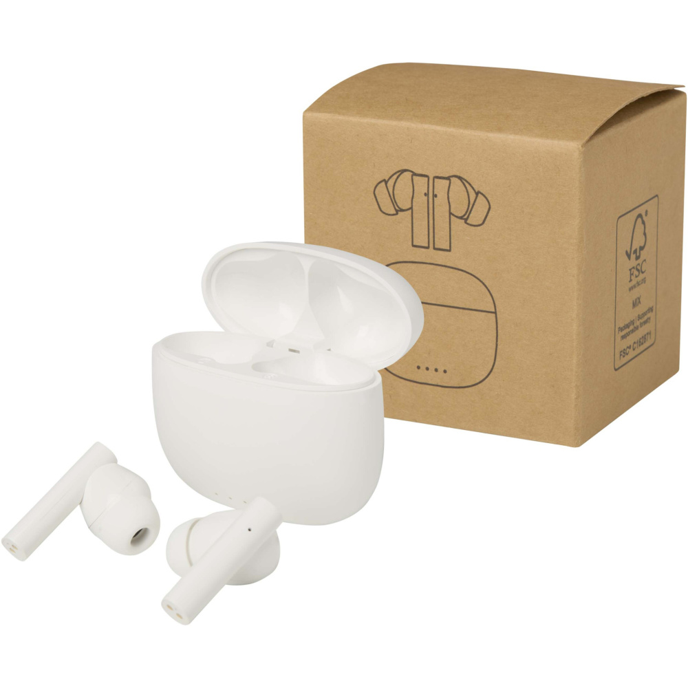 Logotrade mainostuotet kuva: Alterf kierrätysmuovista valmistetut langattomat True Wireless Bluetooth® -kuulokkeet silikonisilla korvasovittimilla