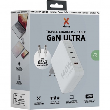 Logotrade reklaminės dovanos nuotrauka: Xtorm XVC2140 GaN Ultra 140W kelioninis įkroviklis su 240W USB-C PD laidu