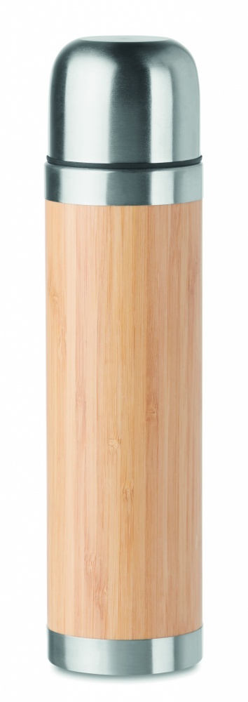 Logotrade biznesa dāvanas foto: Divsienu bambusa vāka kolba 400ml CHAN BAMBOO