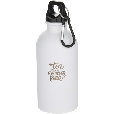 Logotrade logo dāvanas foto: Oregon 400 ml matēta RCS pārstrādāta viensienas nerūsējošā tērauda ūdens pudele ar karabīni