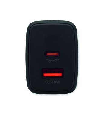 Logotrade biznesa dāvanas foto: ES 2 polu sienas adapteris/lādētājs