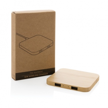 Лого трейд pекламные продукты фото: Беспроводное зарядное устройство Bamboo 10 Вт с USB-портом