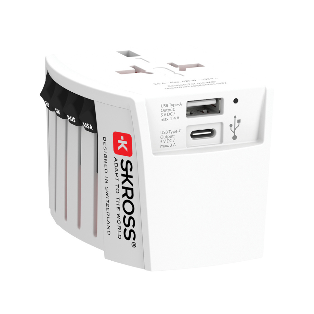 Логотрейд pекламные продукты картинка: Адаптер SKROSS World Travel MUV 2-полюсный с USB A и C