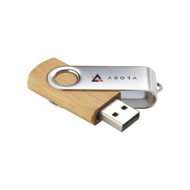 Лого трейд бизнес-подарки фото: USB Twist Bamboo 8 ГБ