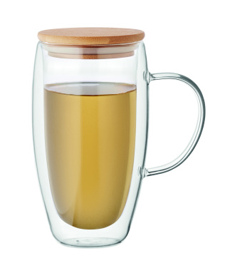 Логотрейд pекламные подарки картинка: Double wall glass mug 450ml