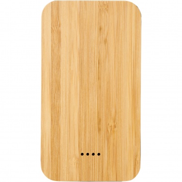 Logotrade kampanjprodukter bild: Framtida bambu/tyg 6 000 mAh trådlös powerbank