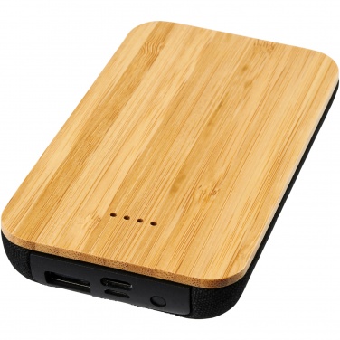 Logotrade profilprodukter bild: Framtida bambu/tyg 6 000 mAh trådlös powerbank