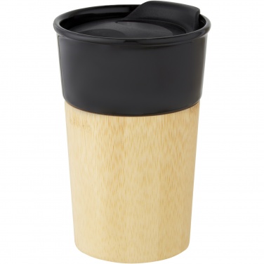 Logotrade kampanjprodukter bild: Pereira 320 ml porslinsmugg med bambuyttervägg