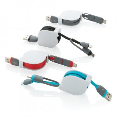 Logotrade presentreklam bild: Utdragbar 3-i-1 kabel