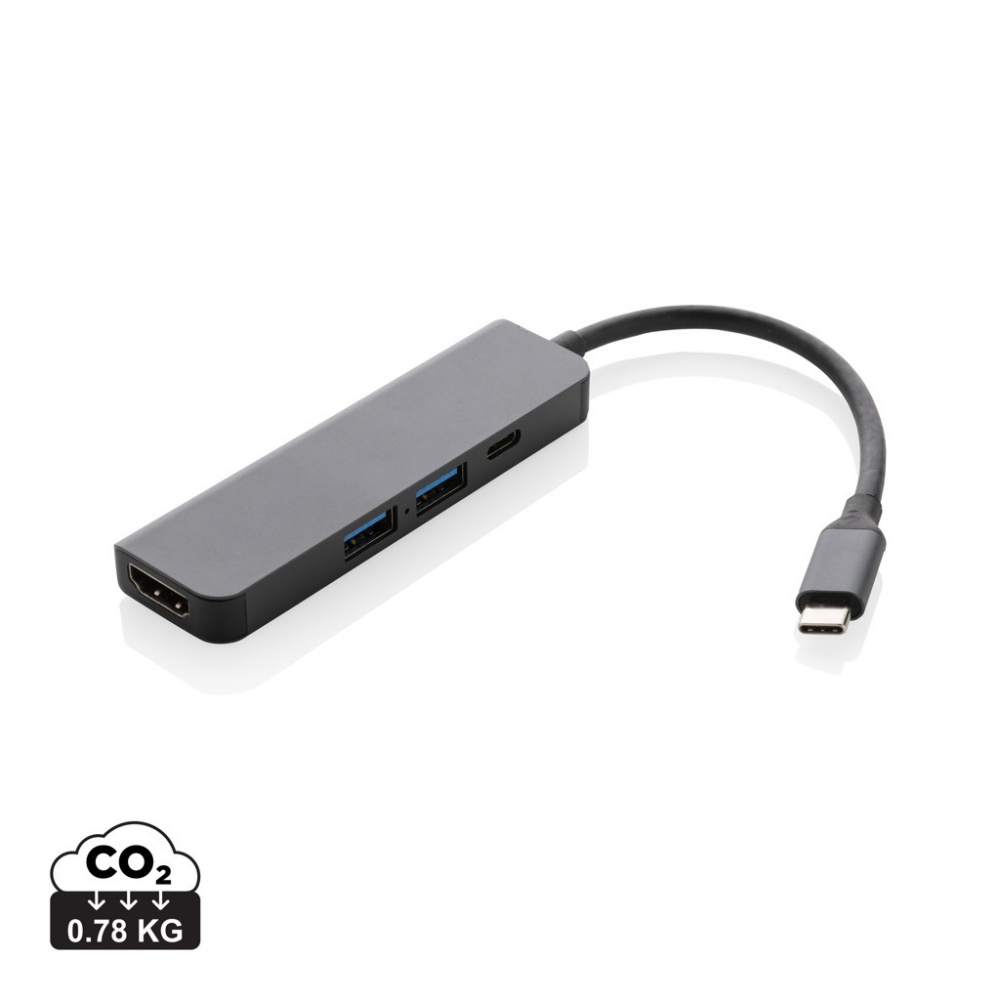 Logotrade profilreklam bild: Terra hub med HDMI input i RCS återvunnen aluminium