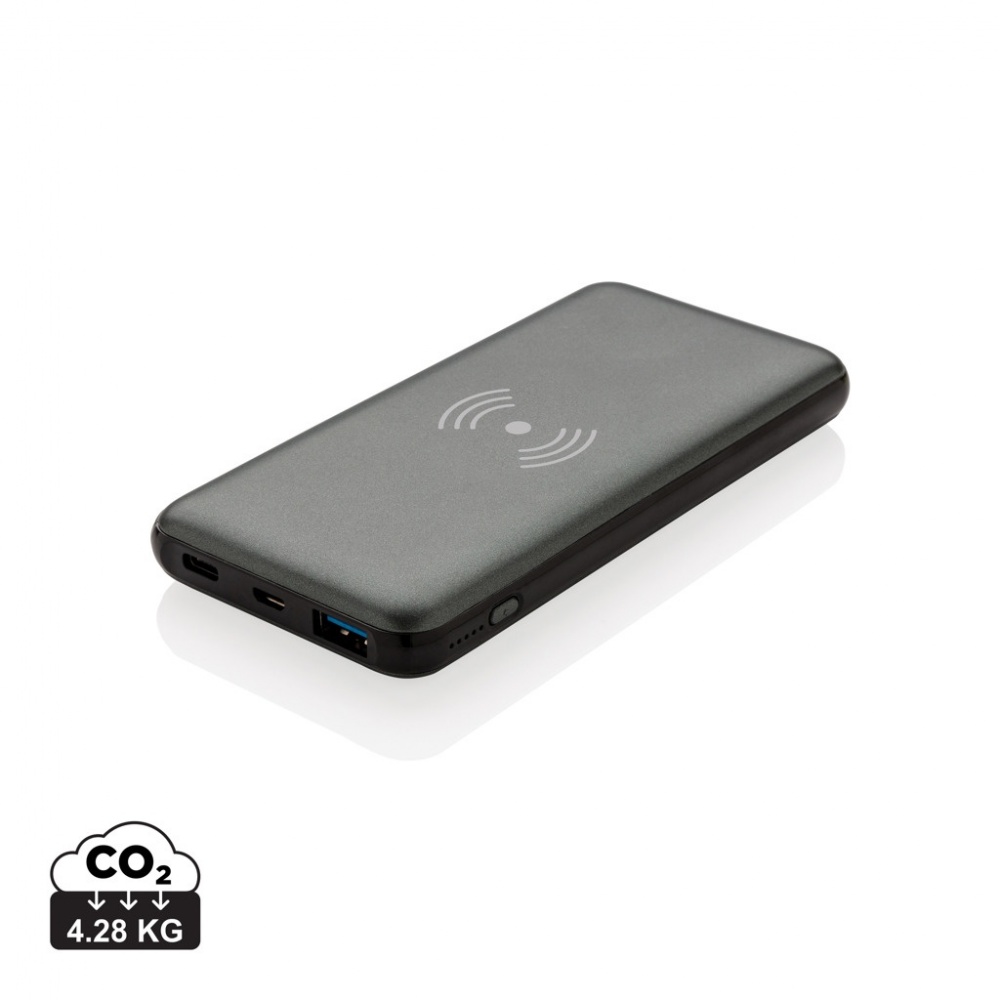 Logotrade profilreklam bild: 10.000 mAh snabbladdande 10W trådlös powerbank med PD