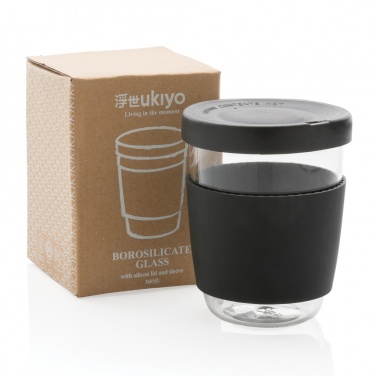 Logotrade presentreklam bild: Ukiyo borosilikatglas med silikonlock och sleeve