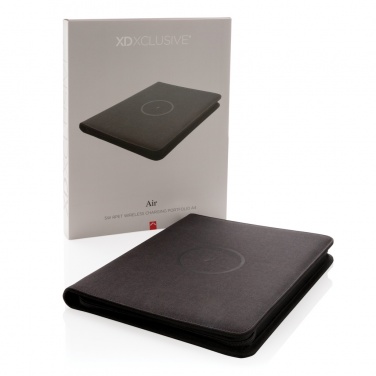 Logotrade reklamprodukter bild: Air A4 portfolio med trådlös laddning och powerbank