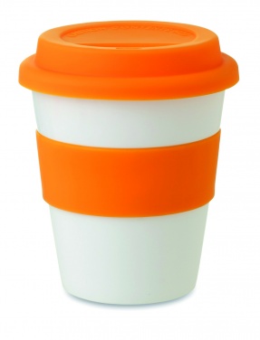 Logotrade kampanjprodukter bild: Take away mugg PP silikon lock