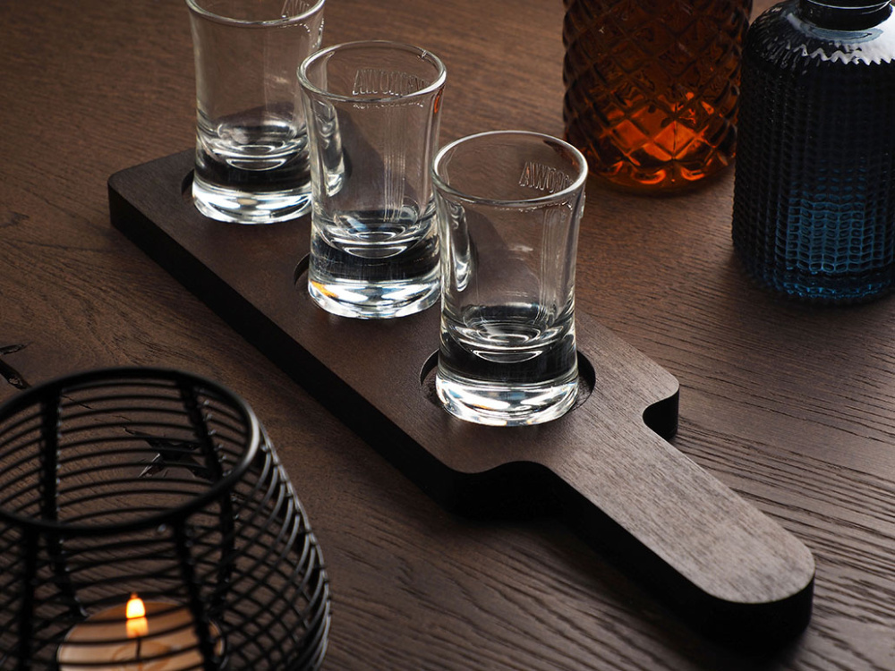 Logotrade presentreklam bild: Trä 3 Shot Servering Board 1863121
