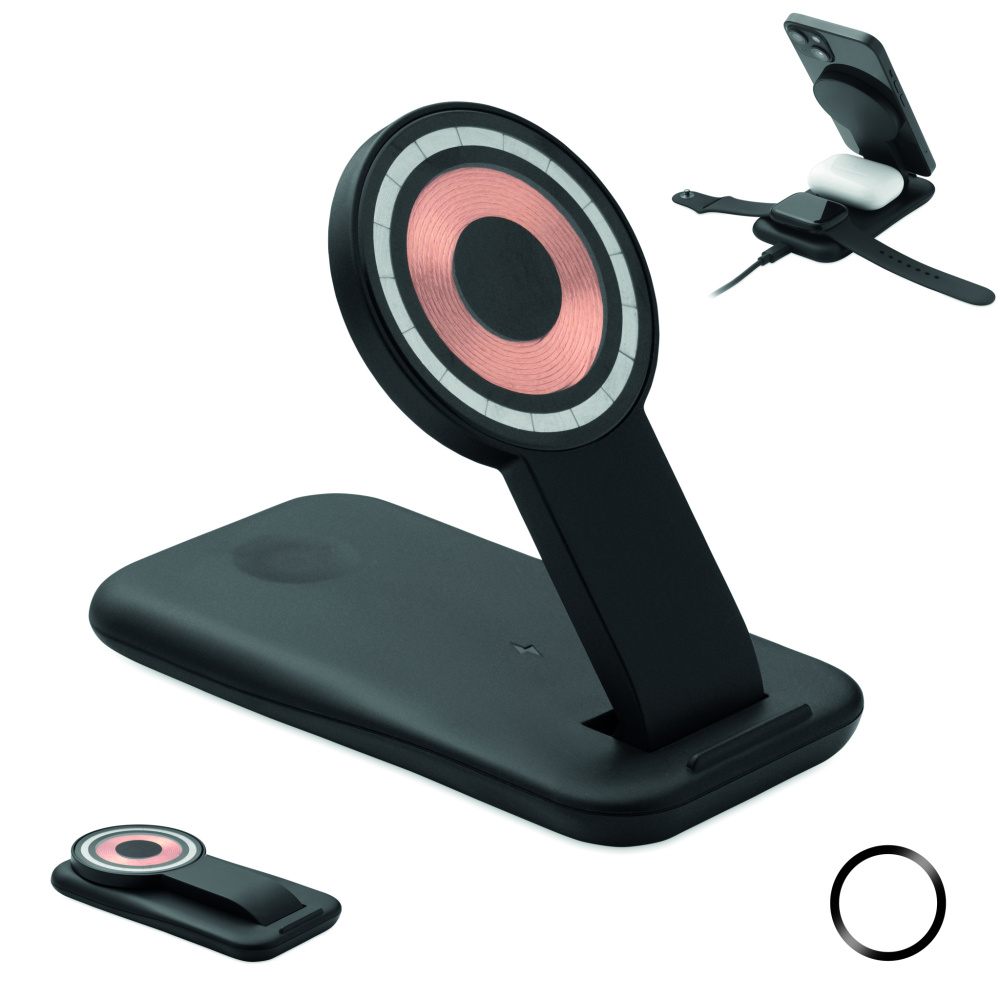 Logotrade kampanjprodukter bild: 3 i 1 trådlös laddare 15W