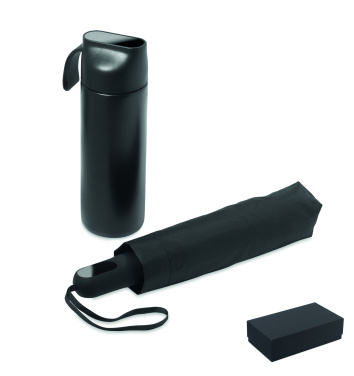 Logotrade presentreklam bild: Paraply + flaska presentset