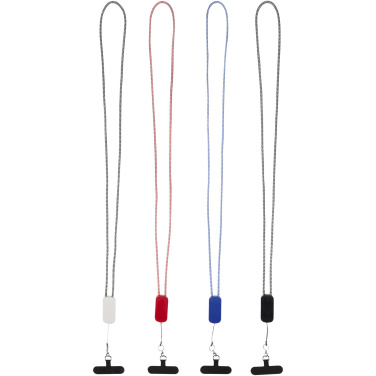 Logotrade profilprodukter bild: Anser logoband för smartphone av återvunnen plast med inbyggd 5-i-1-kabel på 27 W